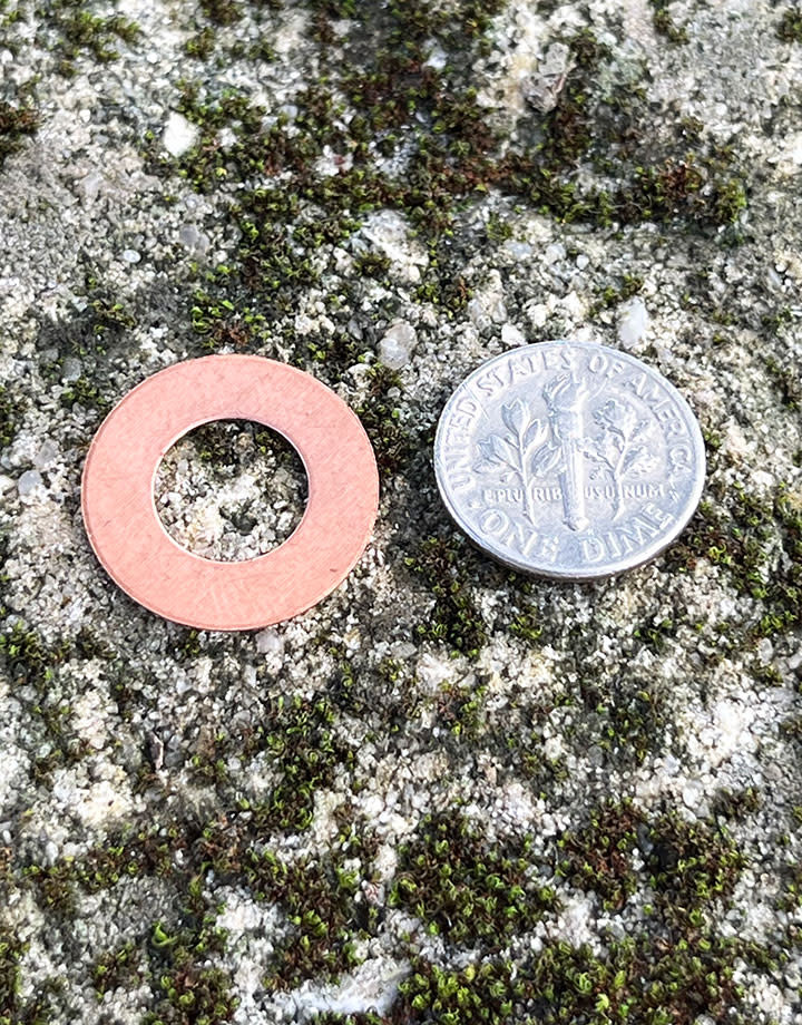 MSC16824 = Copper Washer 24ga 3/4''x3/8'' ID (Pkg of 6)