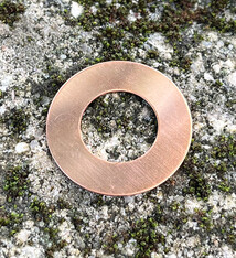 MSC16924 = Copper Washer 24ga 1'' x1/2'' ID (Pkg of 6)