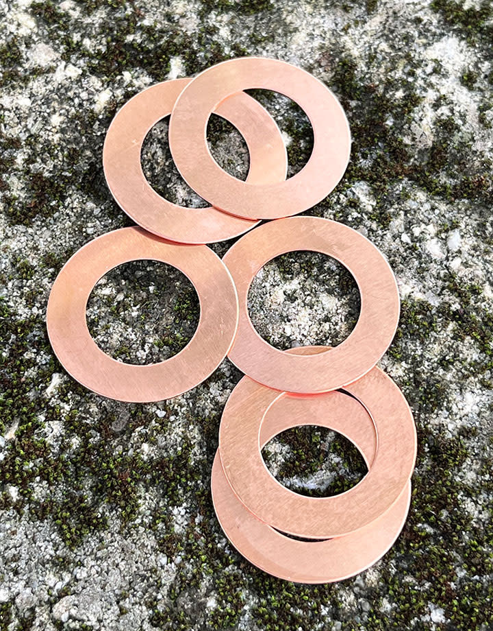 MSC17024 = Copper Washer 24ga 1-1/4'' x3/4'' ID (Pkg of 6)
