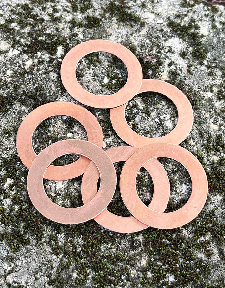 MSC18324 = Copper Washer 24ga 1-3/8'' diameter PKG/6pcs