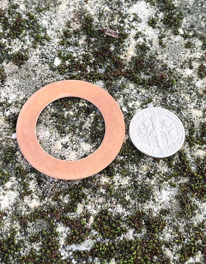 MSC18324 = Copper Washer 24ga 1-3/8'' diameter PKG/6pcs