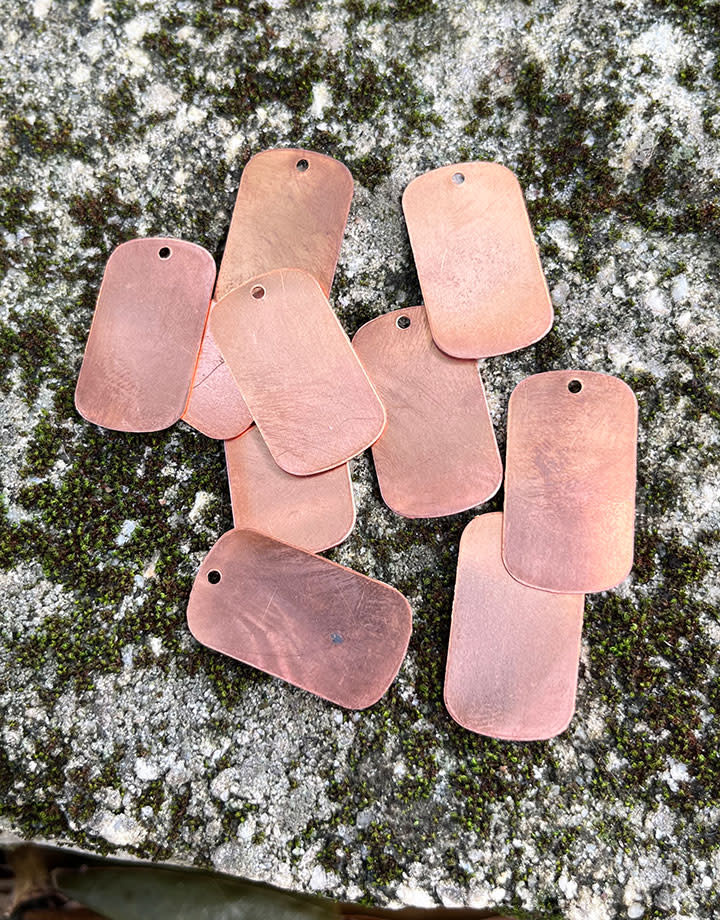 MSC37224 = COPPER SHAPE - DOG TAG 1-1/8'' x 5/8'' (24ga) (Pkg of 10)