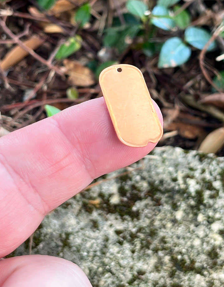MSC37424 = COPPER SHAPE - DOG TAG with HOLE 24ga 3/4'' x 1/2'' (Pkg of 6)