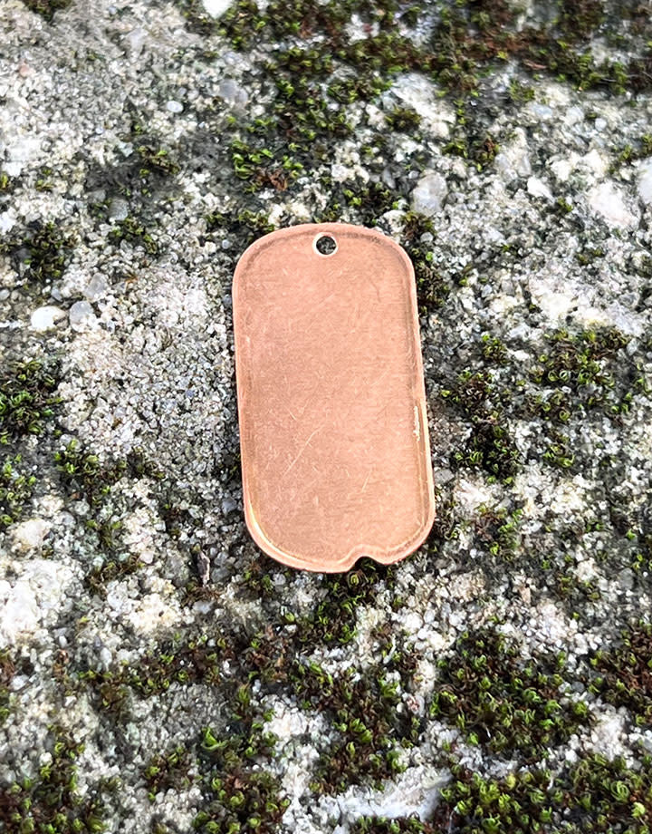 MSC37424 = COPPER SHAPE - DOG TAG with HOLE 24ga 3/4'' x 1/2'' (Pkg of 6)