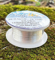 WR6728S = CRAFT WIRE TARNISH RESISTANT SILVER ROUND WIRE 28ga 15 YARDS