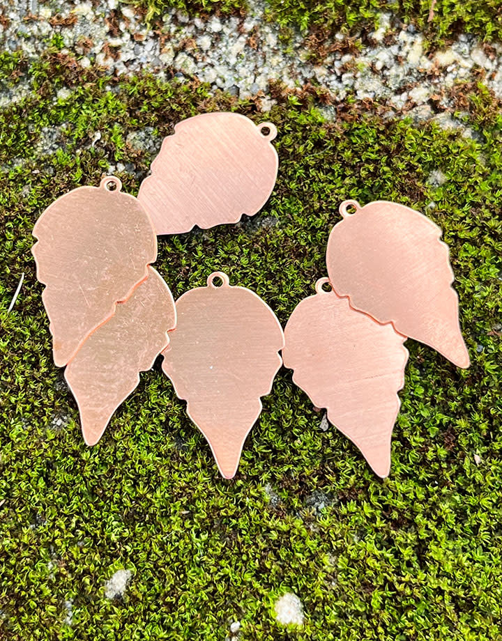 MSC55124 = COPPER SHAPE - LEAF with RING 24ga 27mm x 18mm  (Pkg of 6)