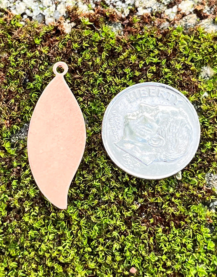 MSC55024 = COPPER SHAPE - LEAF with RING 24ga 1-1/8'' x 3/8'' (Pkg of 6)