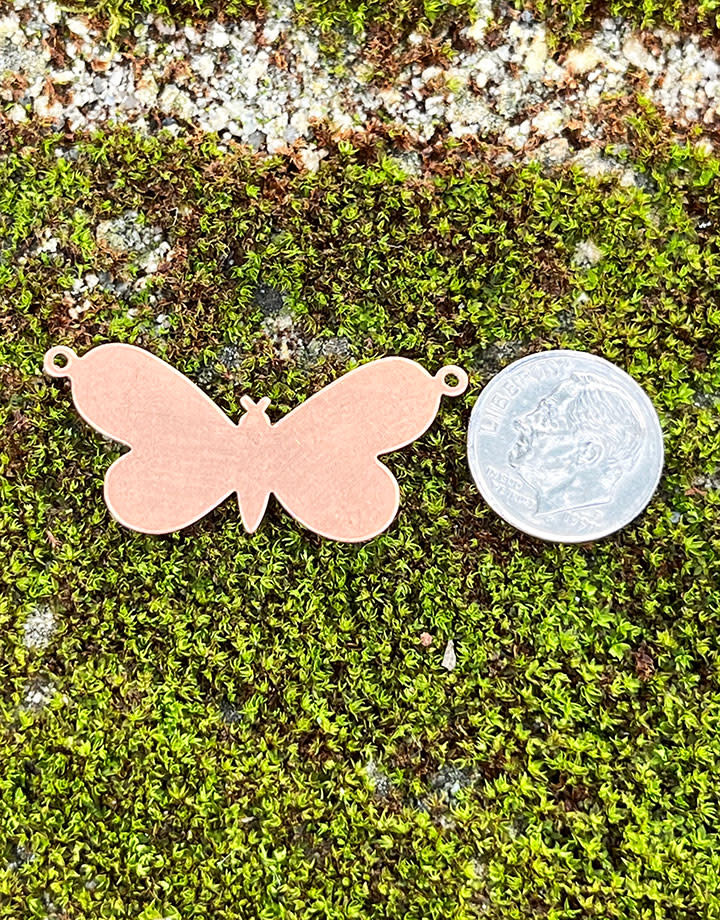 MSC54224 = COPPER SHAPE - BUTTERFLY with 2 RINGS 24ga 1-5/16'' x 3/4'' (Pkg of 6)