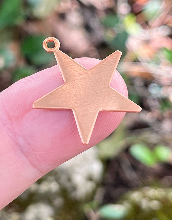 MSC53024 = COPPER SHAPE - STAR with RING  24ga 7/8'' (Pkg of 6)