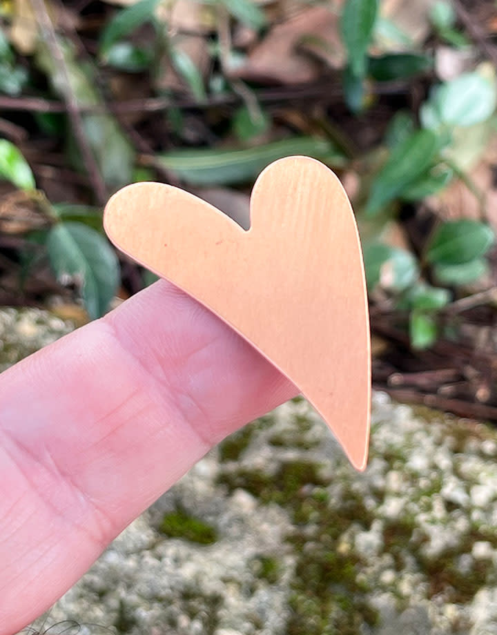 MSC42524 = COPPER SHAPE - HEART 24ga 1-13/16'' x 1-1/8'' (Pkg of 6)