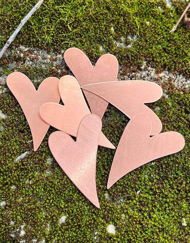 MSC42524 = COPPER SHAPE - HEART 24ga 1-13/16'' x 1-1/8'' (Pkg of 6)