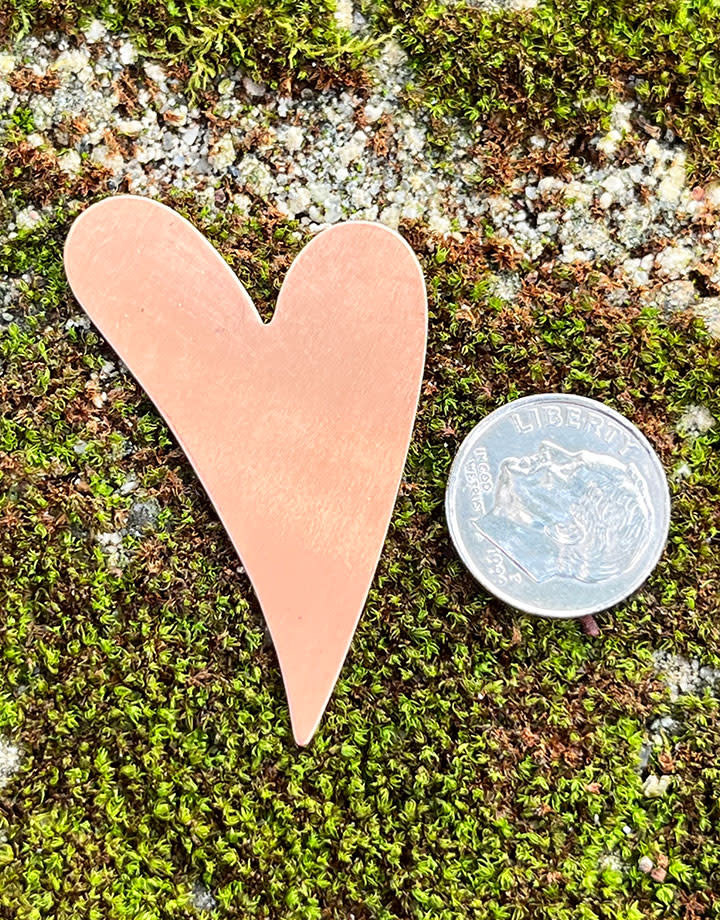 MSC42524 = COPPER SHAPE - HEART 24ga 1-13/16'' x 1-1/8'' (Pkg of 6)