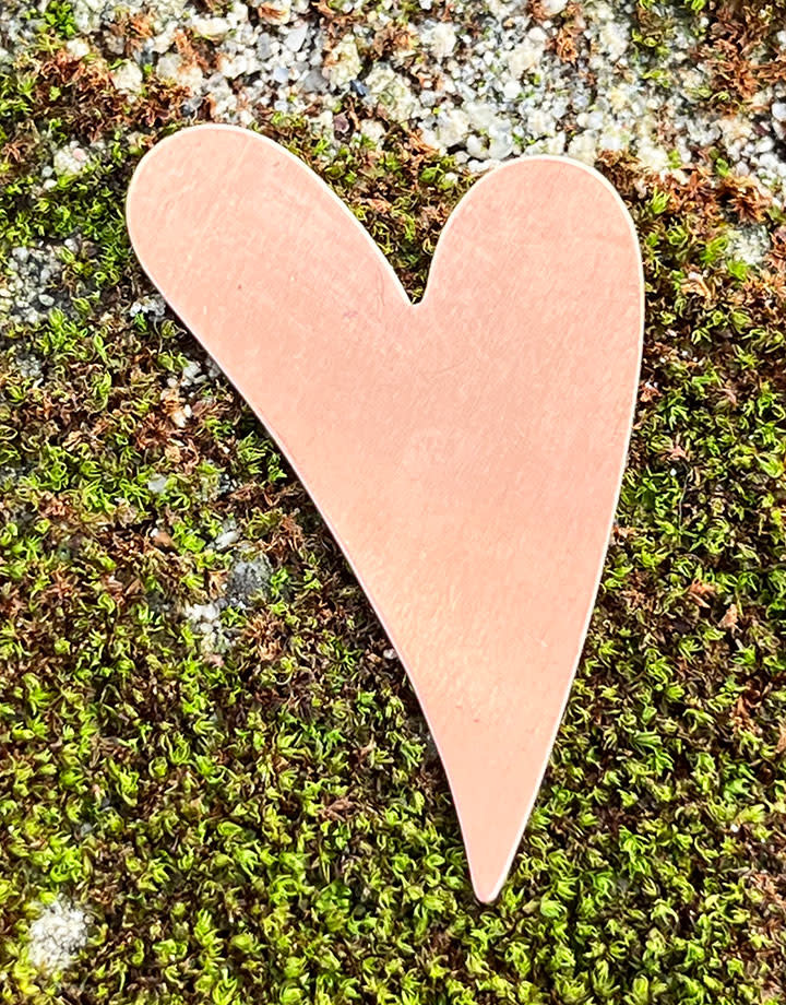 MSC42524 = COPPER SHAPE - HEART 24ga 1-13/16'' x 1-1/8'' (Pkg of 6)