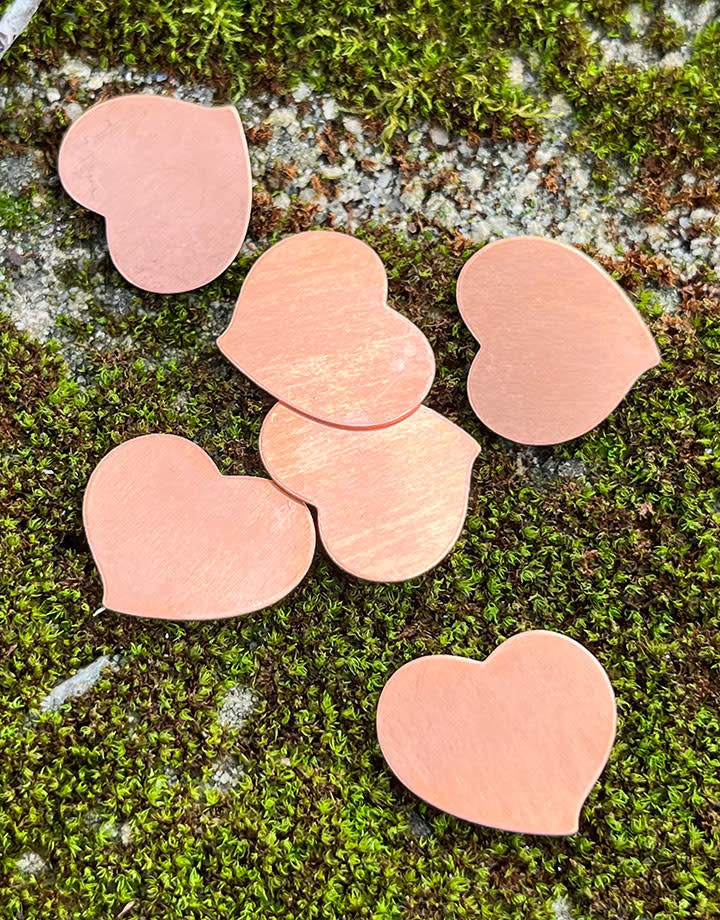 MSC42824 = COPPER SHAPE - HEART 24ga 11/16'' x 13/16'' (Pkg of 6)