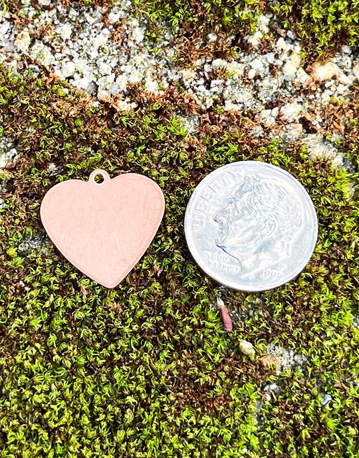 MSC42924 = COPPER SHAPE - HEART with LOOP 24ga 5/8'' x 5/8'' (Pkg of 6)