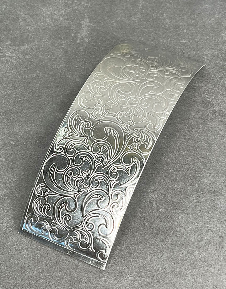SSP34 = Patterned Sterling Silver Sheet ''Nouveau'' 2'' x 6'' (Choose Gauge)