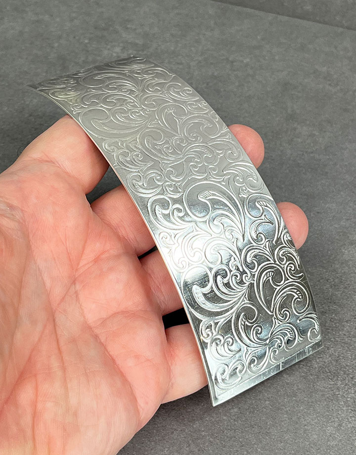 SSP34 = Patterned Sterling Silver Sheet ''Nouveau'' 2'' x 6'' (Choose Gauge)