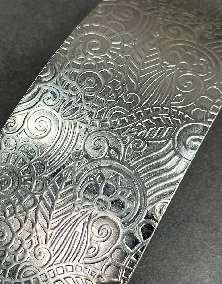 SSP43 = Patterned Sterling Silver Sheet ''Paisley Garden'' 2'' x 6'' (Choose Gauge)