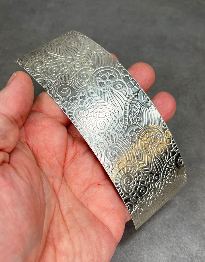 SSP43 = Patterned Sterling Silver Sheet ''Paisley Garden'' 2'' x 6'' (Choose Gauge)