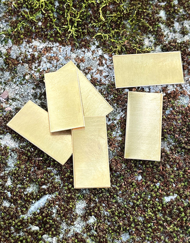 MSBR36024 = BRASS SHAPE - RECTANGLE 1/2" x  1"  (24ga) (Pkg of 6)