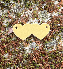 MSBR70624 = Brass Shape - Double Heart with Holes 8 x 18mm (Pkg of 6)