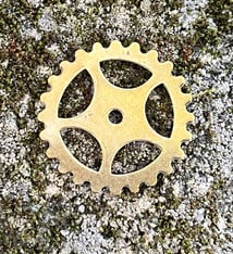 MSBR56524 = Trinity Brass Open Spoke Gear 25mm Antique Gold Color (Pkg of 6)