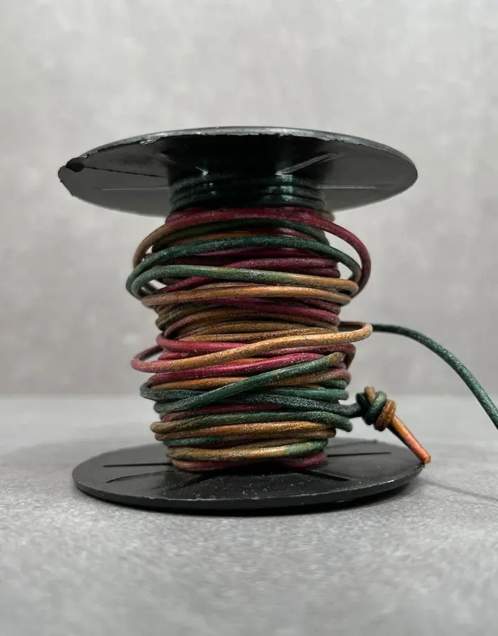CD8555 = INDIAN LEATHER 2mm DYED Multi Color (34ft spool)
