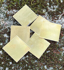 MSBR30324 = Brass Shape - Square 1"   (24ga) (Pkg of 6)