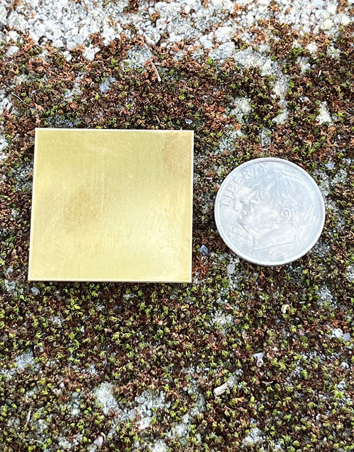 MSBR30324 = Brass Shape - Square 1"   (24ga) (Pkg of 6)