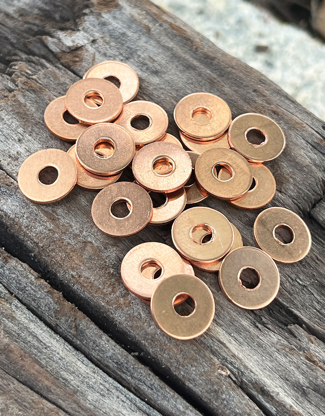 MSC16219 = Copper Washer 10.3mm Dia with 3.5mm Hole (19ga) (Pkg of 24)