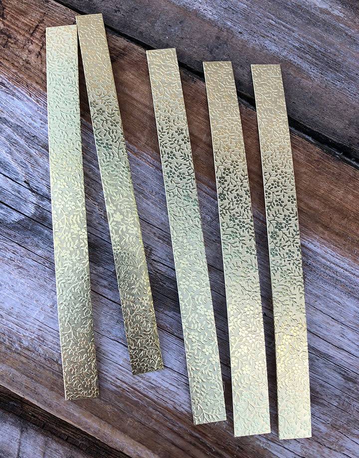 BSP347 = Patterned Brass Strips 6" x 1/2"  24ga (Pkg of 5)