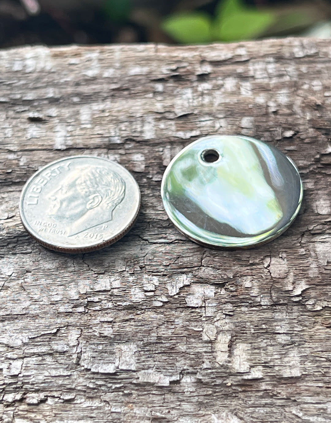 208S-51 = Sterling Round Tag 20mm with Hole - High Polish