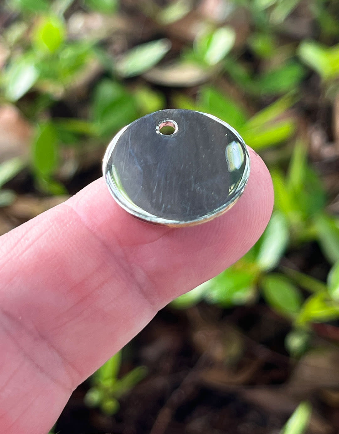 208S-51 = Sterling Round Tag 20mm with Hole - High Polish