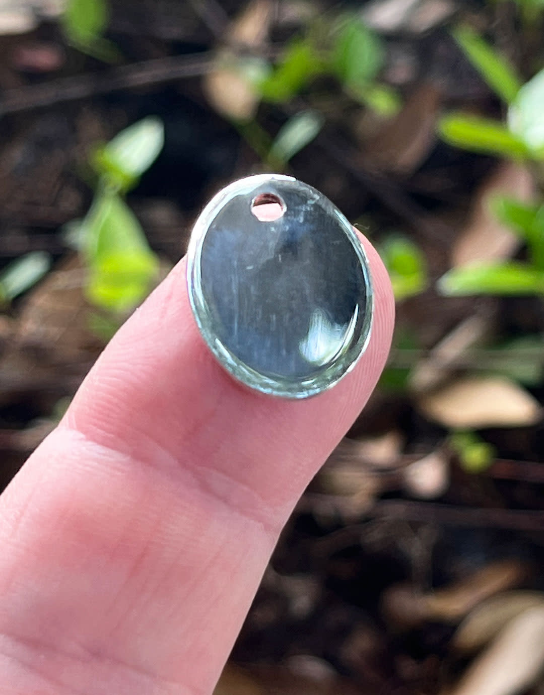 208S-52 = Sterling Oval Tag 15x20mm with Hole - High Polish