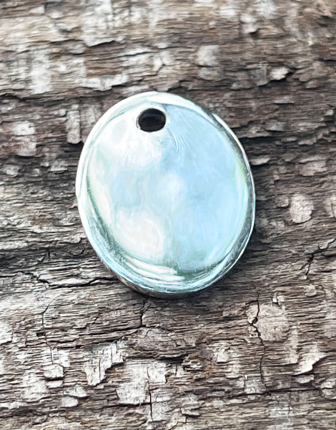 208S-52 = Sterling Oval Tag 15x20mm with Hole - High Polish