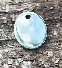 208S-52 = Sterling Oval Tag 15x20mm with Hole - High Polish