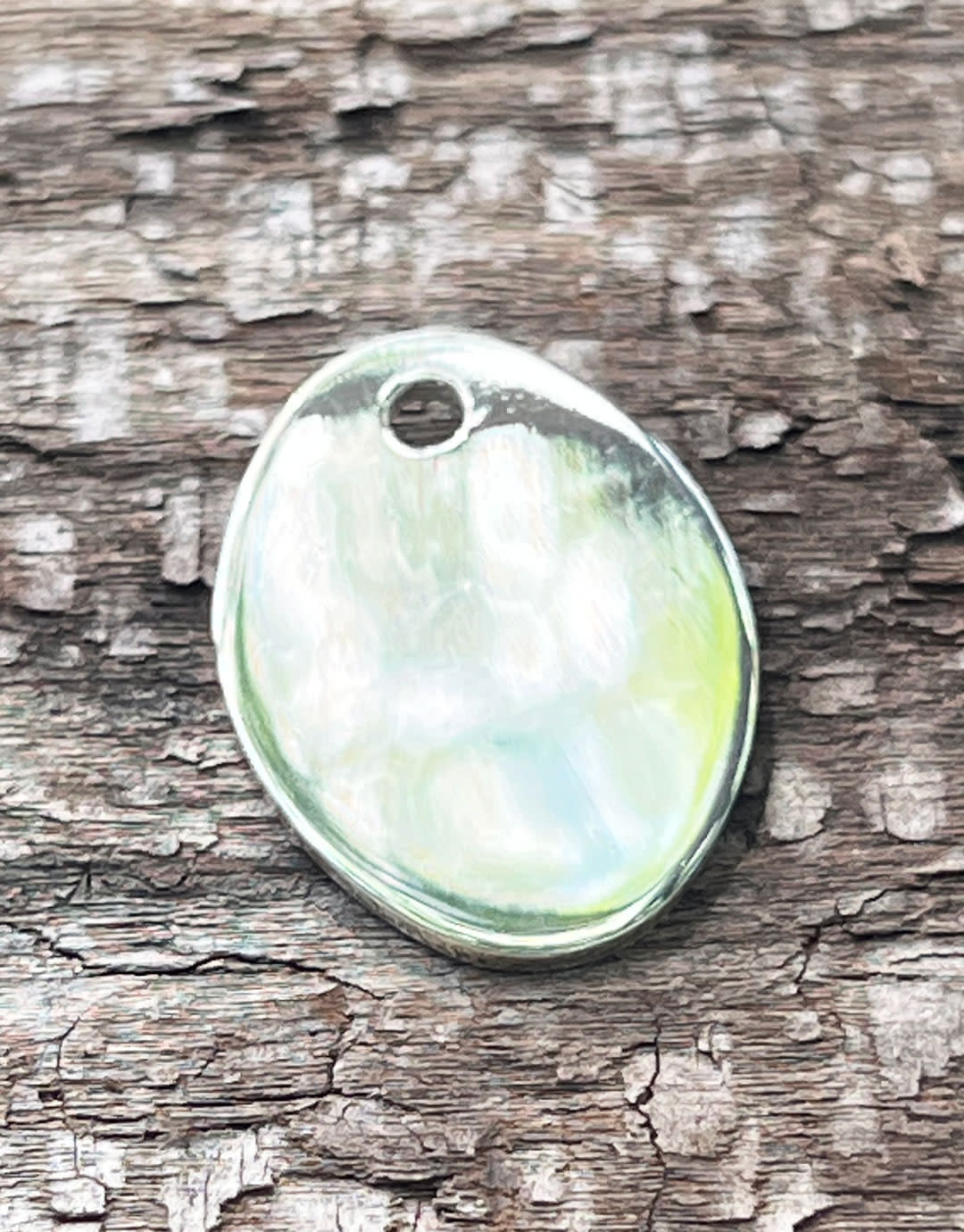 208S-53 = Sterling Oval Tag 17x23mm with Hole - High Polish