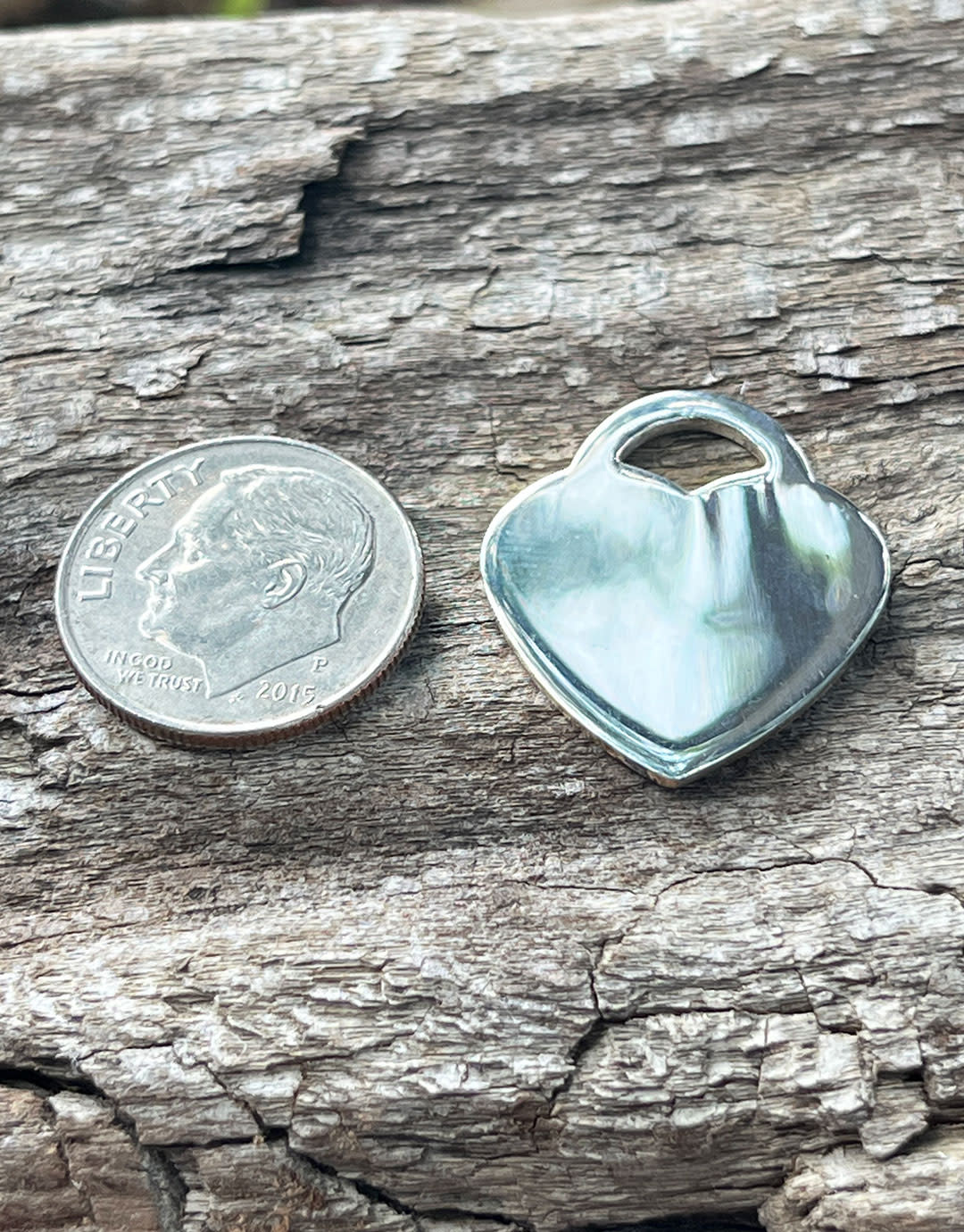 208S-55 = Sterling Heart Tag 20x23mm with Hole - High Polish