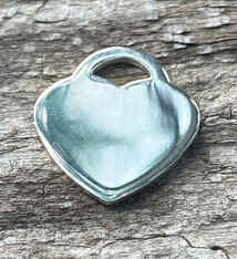 208S-55 = Sterling Heart Tag 20x23mm with Hole - High Polish