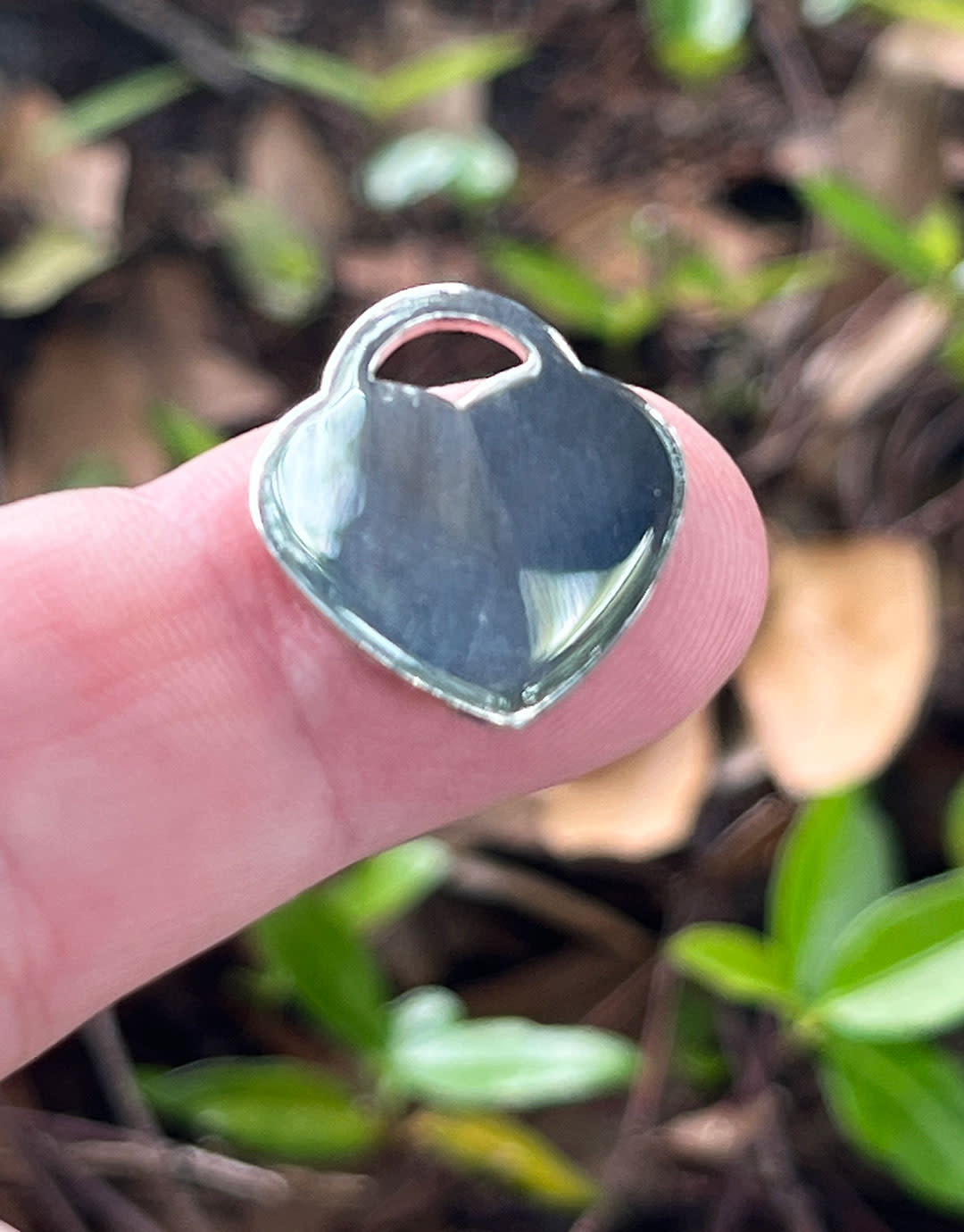 208S-55 = Sterling Heart Tag 20x23mm with Hole - High Polish