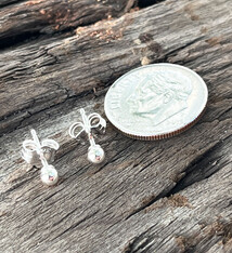 917S-03 = 3mm Ball Earrings Sterling Silver (1 pair with backs)