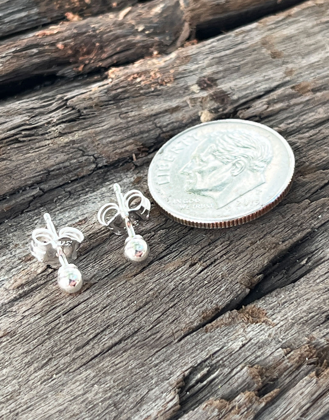 917S-03 = 3mm Ball Earrings Sterling Silver (1 pair with backs)