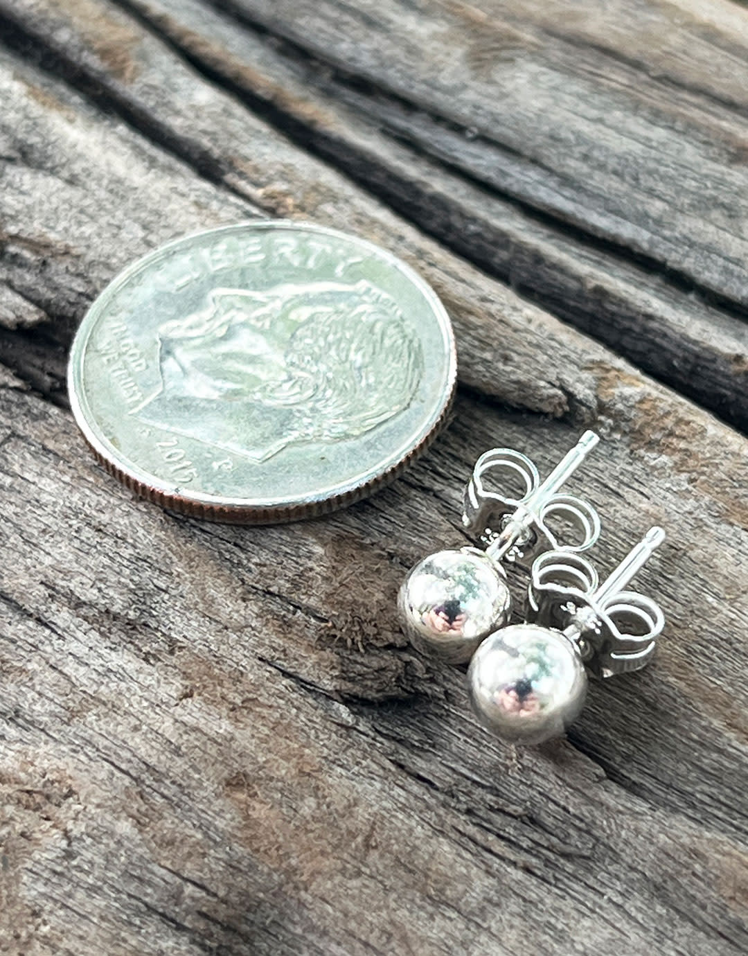 917S-05 = 5mm Ball Earrings Sterling Silver (1 pair with backs)