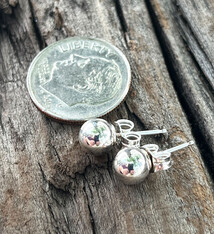 917S-06 = 6mm Ball Earrings Sterling Silver (1 pair with backs)