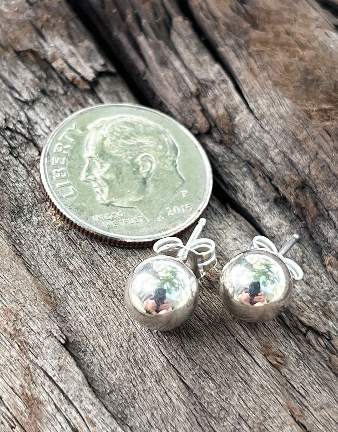 917S-07 = 7mm Ball Earrings Sterling Silver (1 pair with backs)