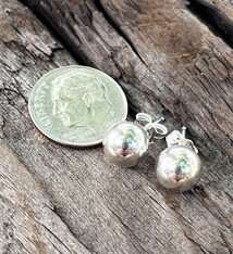 917S-08 = 8mm Ball Earrings Sterling Silver (1 pair with backs)