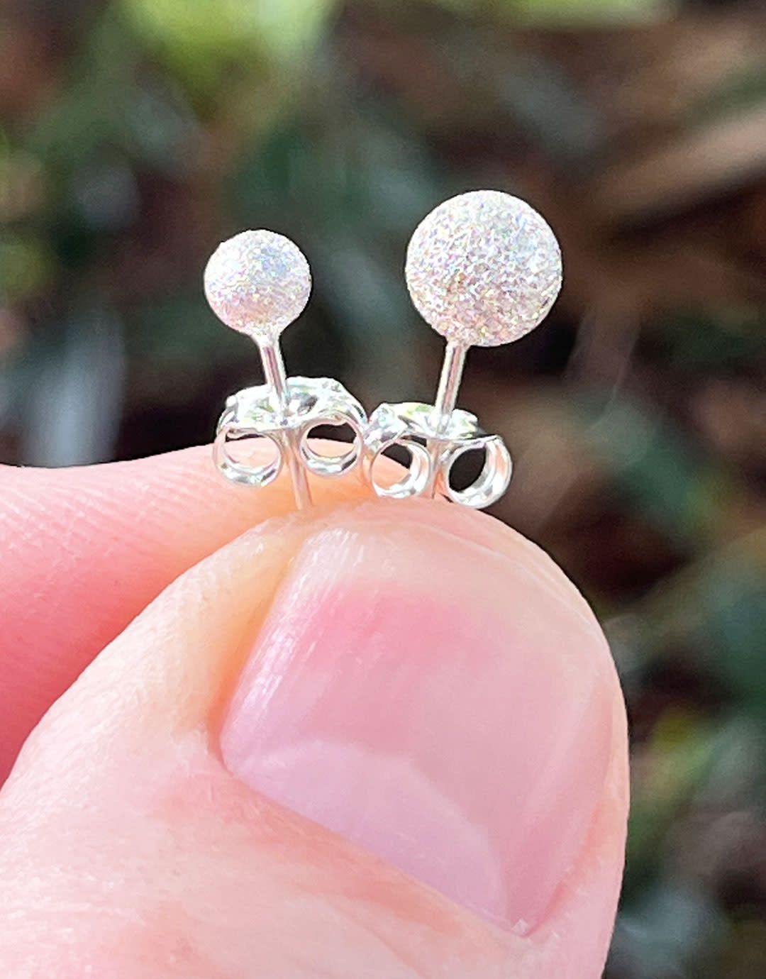 917S-14 = 4mm Stardust Ball Earrings Sterling Silver (1 pair with backs)