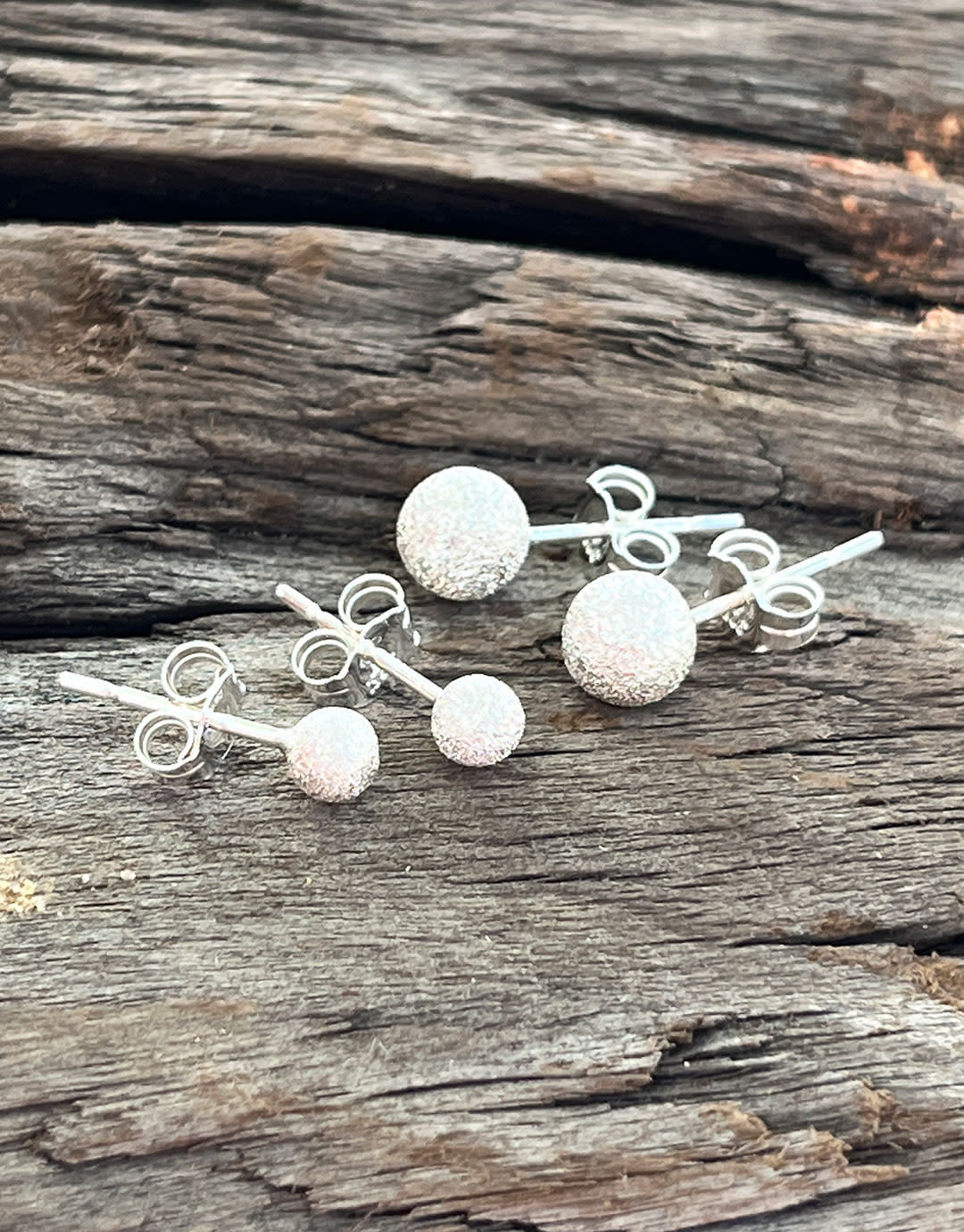 917S-14 = 4mm Stardust Ball Earrings Sterling Silver (1 pair with backs)