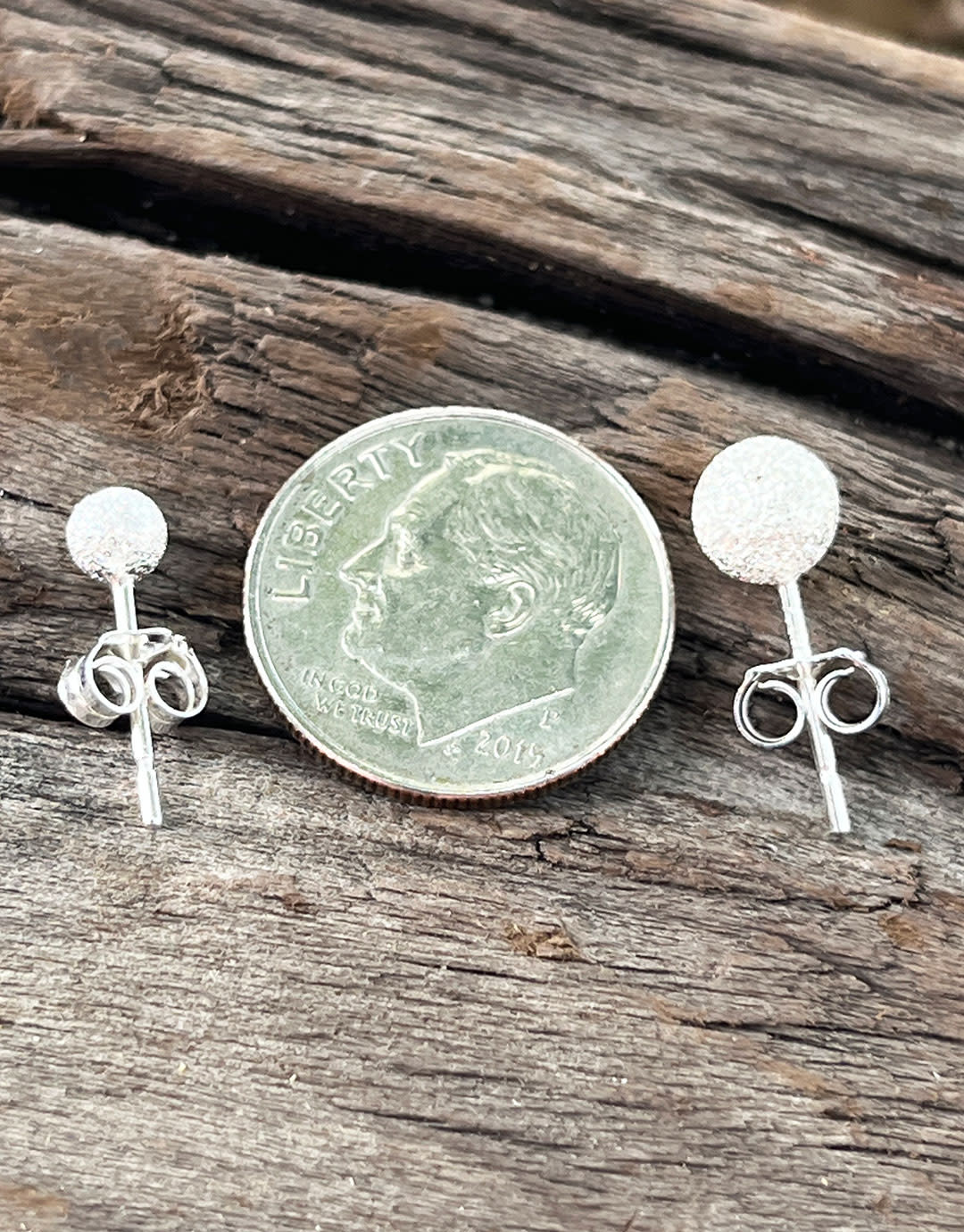 917S-16 = 6mm Stardust Ball Earrings Sterling Silver (1 pair with backs)