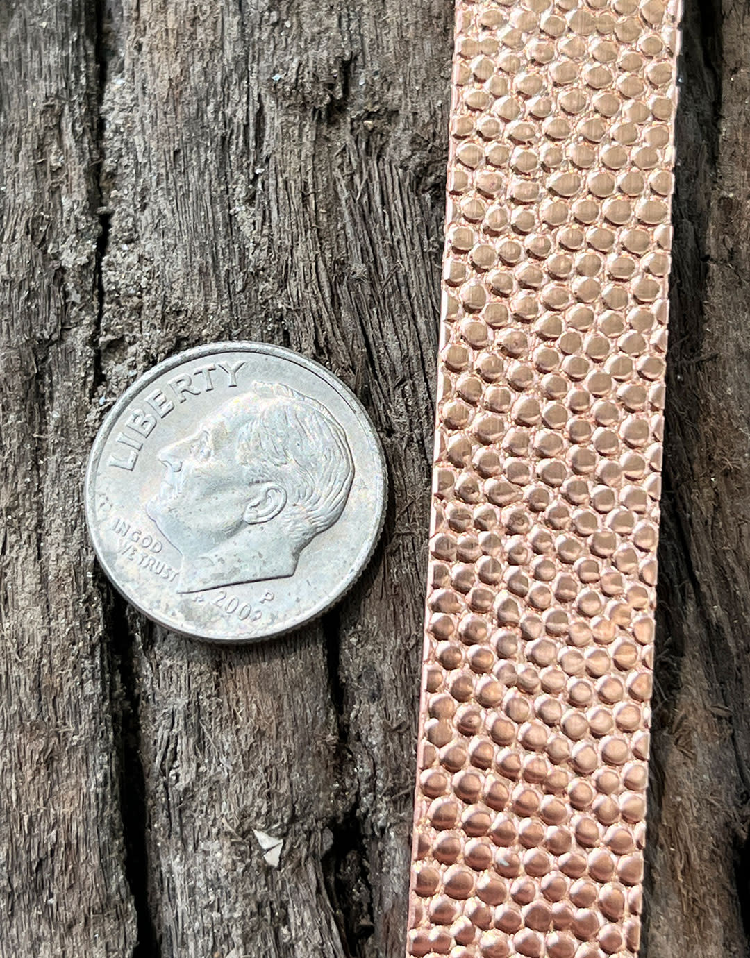CSP303 = Patterned Copper Strips "Hammered 3" 6" x 1/2"  24ga (Pkg of 5)